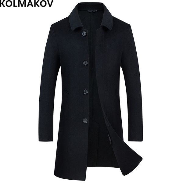 

2018 new big mens winter coat wool thick coats jackets long double-faced men's woolen coats cashmere outwear man plus size m-3xl, Black