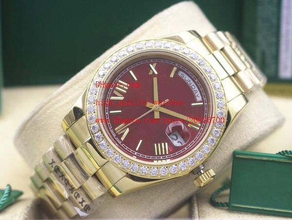luxury wristwatches 18k yellow gold 41mm day-date red dial classic series asia 2813 movement automatic mechanical mens watches, Slivery;brown
luxury wristwatches 18k yellow gold 41mm day-date red dial classic series asia 2813 movement automatic mechanical mens watches, Slivery;brown