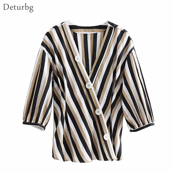 deturbg women's vintage striped v neck shirts ladies casual 3/4 sleeve cross buttoned blouse and blouses 2018 autumn br515, White
deturbg women's vintage striped v neck shirts ladies casual 3/4 sleeve cross buttoned blouse and blouses 2018 autumn br515, White