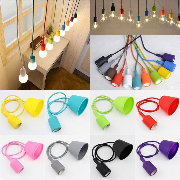 1m diy colorful silicone ceiling braided cord pendant lamp holder for e27 light bulb
1m diy colorful silicone ceiling braided cord pendant lamp holder for e27 light bulb
