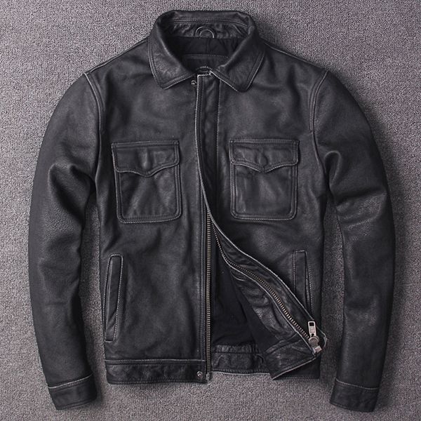 vintage grey motorcycle leather jackets with pocket retro youth working leather jackets slim fit locomotive washed leather jacket, Black
vintage grey motorcycle leather jackets with pocket retro youth working leather jackets slim fit locomotive washed leather jacket, Black