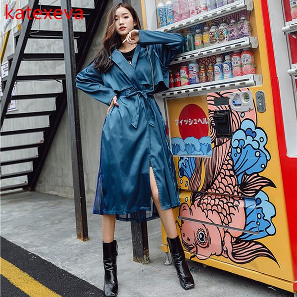 katexeva 2018 autumn new women's fashion korean trend discoloration pleated stitching female long section waist tie windbreaker, Tan;black
katexeva 2018 autumn new women's fashion korean trend discoloration pleated stitching female long section waist tie windbreaker, Tan;black