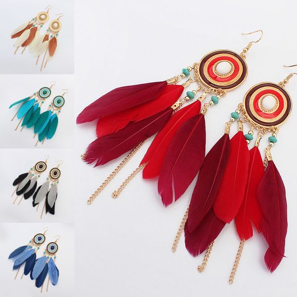 Feather Tassel Earrings Dangle Long Gold Chain Enamel Round Earrings Ear Rings for Women Fashion Jewelry Will and Sandy Drop Ship 350075
Feather Tassel Earrings Dangle Long Gold Chain Enamel Round Earrings Ear Rings for Women Fashion Jewelry Will and Sandy Drop Ship 350075