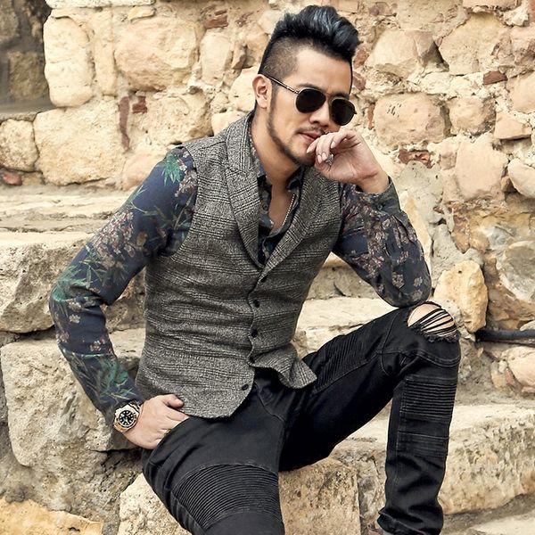 2017 new men england slim woolen grey plaid vest metrosexual men design fashion casual business suit vest autumn waistcoat, Black;white
2017 new men england slim woolen grey plaid vest metrosexual men design fashion casual business suit vest autumn waistcoat, Black;white