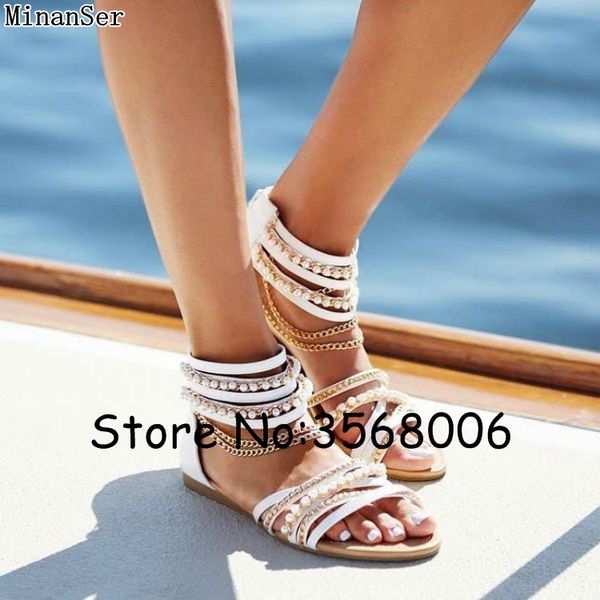 metal chain pearl flats sandals casual bohemia designed ankle wrap leisure woman sandals summer gladiator beach shoes sale, Black
metal chain pearl flats sandals casual bohemia designed ankle wrap leisure woman sandals summer gladiator beach shoes sale, Black