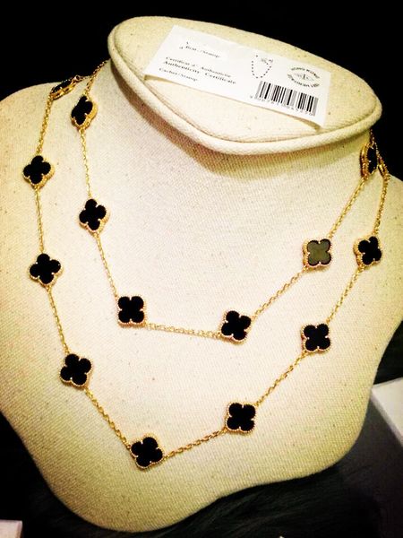 black shell white onyx malachite 20 flowers clover necklace gold color natural shell for women sweater chain, Silver
black shell white onyx malachite 20 flowers clover necklace gold color natural shell for women sweater chain, Silver