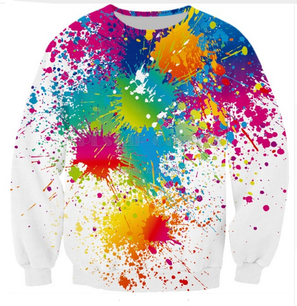 2018 fashion men women sweatshirt rainbow paint splatter 3d print casual long sleeve pullover sz012, Black
2018 fashion men women sweatshirt rainbow paint splatter 3d print casual long sleeve pullover sz012, Black