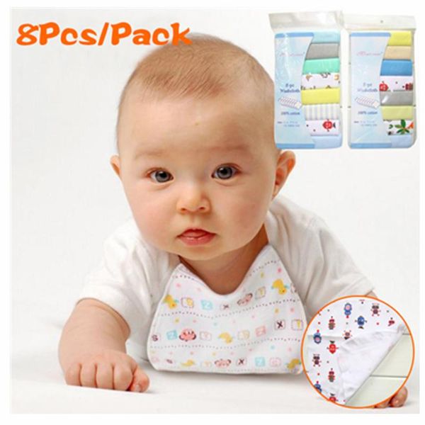 

8pcs/lot cotton newborn baby infant towels print saliva nursing feeding bibs dry fast towel for kids washcloth handkerchief