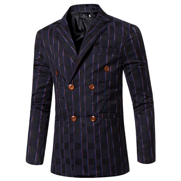 new autumn winter men's double-breasted suit men personalized fashion plaid stripes wedding dress blazer jacket, White;black
new autumn winter men's double-breasted suit men personalized fashion plaid stripes wedding dress blazer jacket, White;black