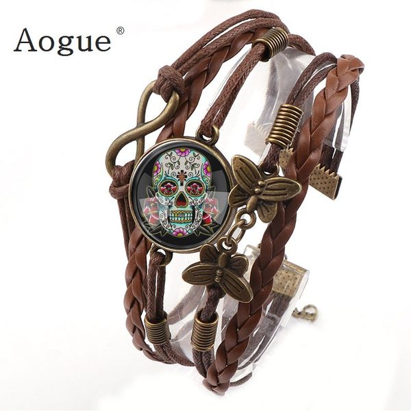brown artificial leather pirate skull pattern bracelet rock biker bracelets with dome round glass cabochon, Golden;silver
brown artificial leather pirate skull pattern bracelet rock biker bracelets with dome round glass cabochon, Golden;silver