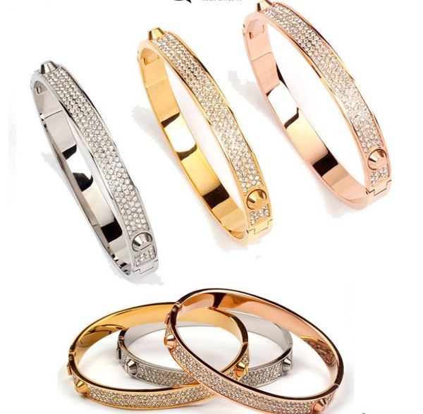 brand rivet 316 l titanium stainless steel full crystal bangles couples bracelets fashion jewelry for women and men, Black
brand rivet 316 l titanium stainless steel full crystal bangles couples bracelets fashion jewelry for women and men, Black