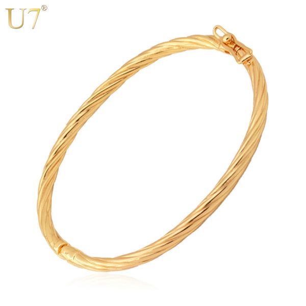 u7 simple design bangles for women/men trendy jewelry wholesale trendy gold color copper oval bracelets bangles h433, Black
u7 simple design bangles for women/men trendy jewelry wholesale trendy gold color copper oval bracelets bangles h433, Black