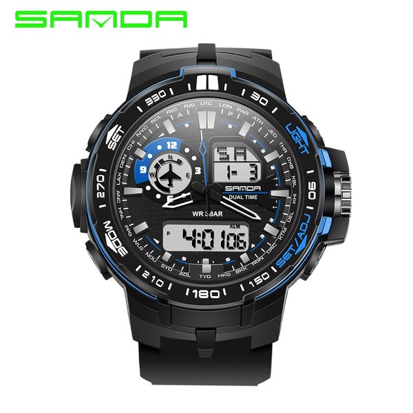 

sanda sport watch men 2017 clock male led digital quartz wrist watches men's digital-watch relogio masculino, Slivery;brown