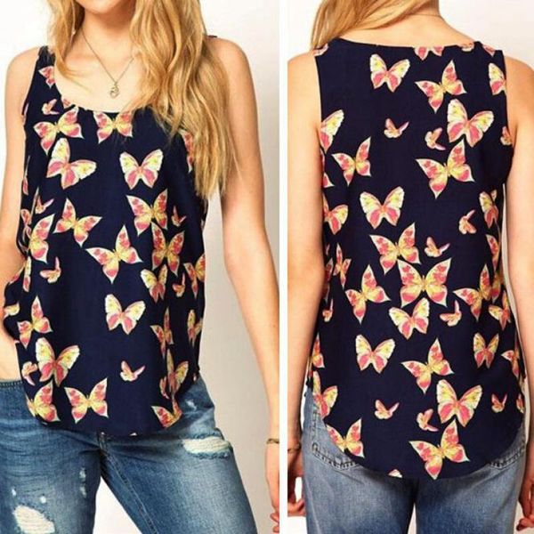 2018 new spring and summer chiffon shirt butterfly printing women's vest sleeveless strap prm1, White
2018 new spring and summer chiffon shirt butterfly printing women's vest sleeveless strap prm1, White
