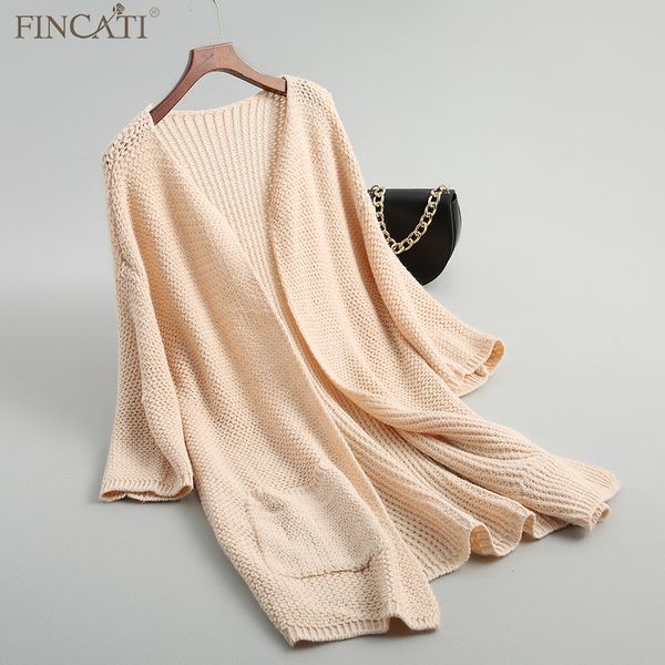 women cardigans fincati 2018 fashion korean style loose hollow out long sweater solid color see through knitted coat with pocket, White;black
women cardigans fincati 2018 fashion korean style loose hollow out long sweater solid color see through knitted coat with pocket, White;black