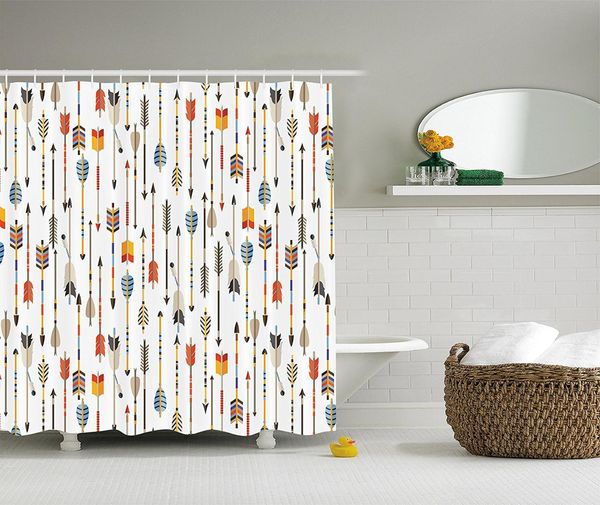 

colorful arrows native style artwork for hunters image print, polyester fabric bathroom shower curtain set with hooks