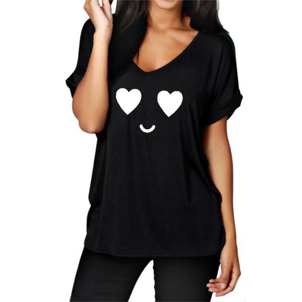 2018 summer women's new t-shirt european american fashion love smiley print shirt women's t-shirt harajuku large size female, White
2018 summer women's new t-shirt european american fashion love smiley print shirt women's t-shirt harajuku large size female, White