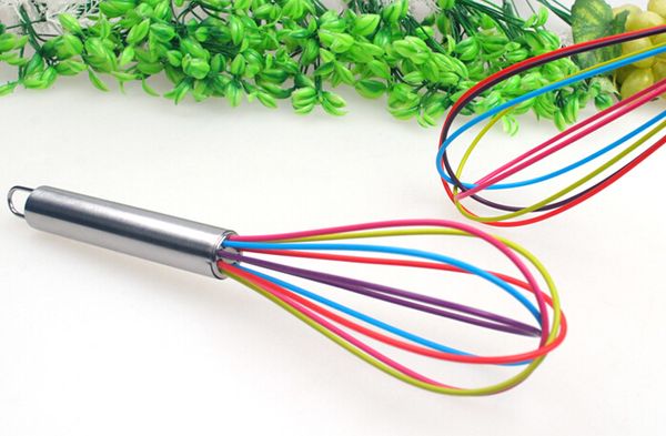 цвет проволоки венчик мешалка смеситель яйцо колотушки цвет силиконовые яйцо венчик с ручкой из нержавеющей стали бесплатная доставка