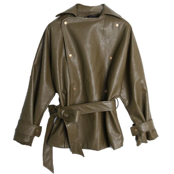 leather women's autumn and winter clothing new french windbreaker leather jacket coat fashion casual short button belt, Black
leather women's autumn and winter clothing new french windbreaker leather jacket coat fashion casual short button belt, Black