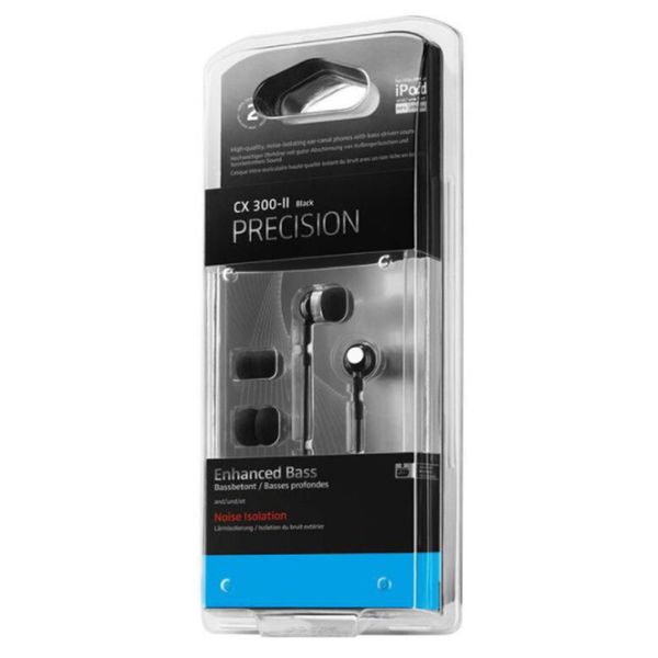 CX300-II In-Ear Headphones Precision Bass-Driven Canal Earbuds Noise Isolating Deep Bass - Black/Silver With Retail Box
CX300-II In-Ear Headphones Precision Bass-Driven Canal Earbuds Noise Isolating Deep Bass - Black/Silver With Retail Box