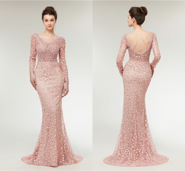 blush long sleeve prom formal dresses 2018 modest real image luxury lace applique full beaded pearls mermaid dubai arabic evening gown wear, Black
blush long sleeve prom formal dresses 2018 modest real image luxury lace applique full beaded pearls mermaid dubai arabic evening gown wear, Black