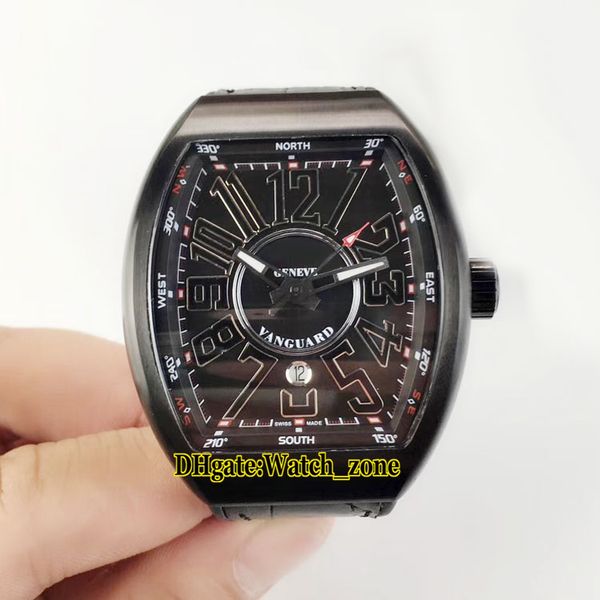 pvd black steel case 42mm men's collection vanguard v 45 sc dt black dial automatic mens watch leather/rubber strap new watches, Slivery;brown
pvd black steel case 42mm men's collection vanguard v 45 sc dt black dial automatic mens watch leather/rubber strap new watches, Slivery;brown
