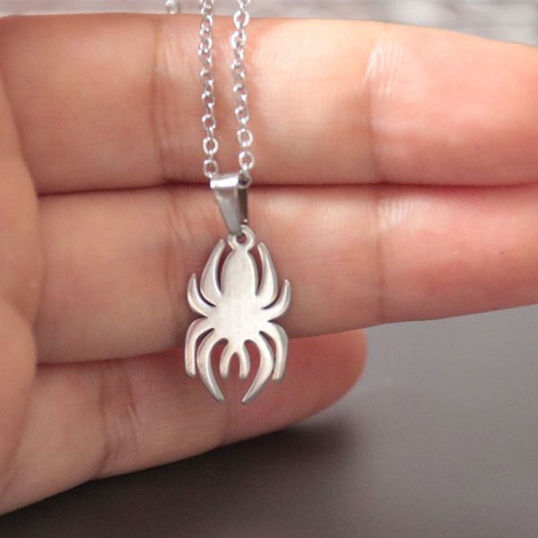1pc spider stainless steel necklace insect spinner pendants necklaces women kids fashion memorial jewelry, Silver
1pc spider stainless steel necklace insect spinner pendants necklaces women kids fashion memorial jewelry, Silver