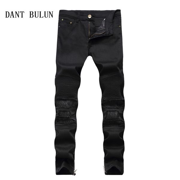

dant bulun men jeans patchwork biker red black hip hop slim fit motorcycle jeans ripped skinny hole zipper denim pants,py6604, Blue
