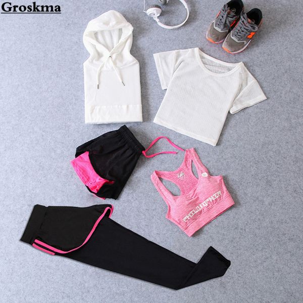 sports training women 5 pieces set mesh t shirt+bra+shorts+pants quick dry yoga clothing womens fitness gym sets ropa deportiva, White;red
sports training women 5 pieces set mesh t shirt+bra+shorts+pants quick dry yoga clothing womens fitness gym sets ropa deportiva, White;red