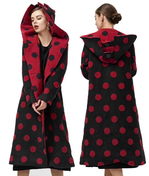 yesno af4 women long fashion wool blend hooded jacket dot printed outwear coat, Black
yesno af4 women long fashion wool blend hooded jacket dot printed outwear coat, Black