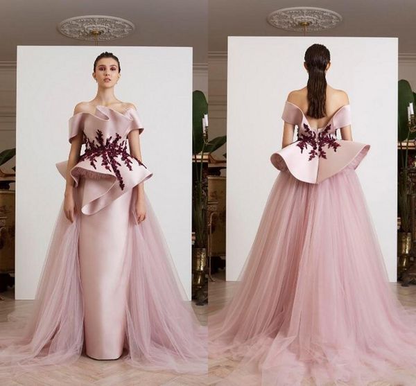 elegant off the shoulder evening dresses ruffles appliques satin sheath floor length saudi arabia puplum detachable train formal prom dress, Black;red
elegant off the shoulder evening dresses ruffles appliques satin sheath floor length saudi arabia puplum detachable train formal prom dress, Black;red