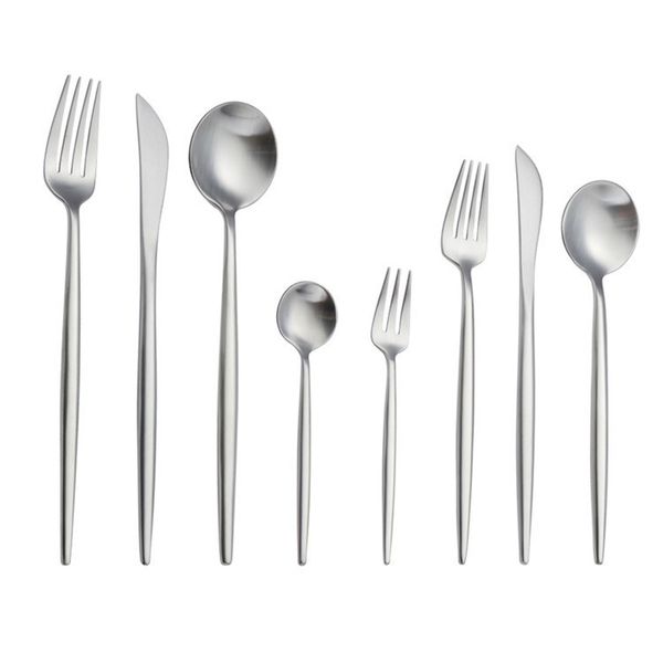matte silver stainless steel cutlery flatware quality 304 stainless steel tableware spoon fork knife sale
matte silver stainless steel cutlery flatware quality 304 stainless steel tableware spoon fork knife sale