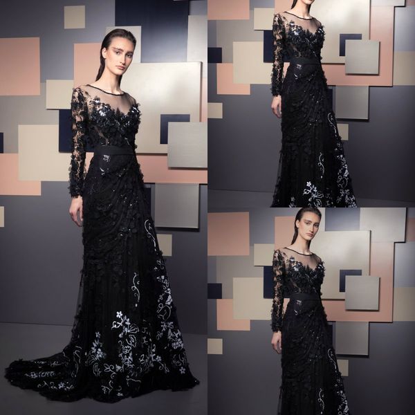 2019 ziad nakad evening dresses black a line lace appliques beads sequins long sleeve prom gowns formal party dress wear, Black;red
2019 ziad nakad evening dresses black a line lace appliques beads sequins long sleeve prom gowns formal party dress wear, Black;red