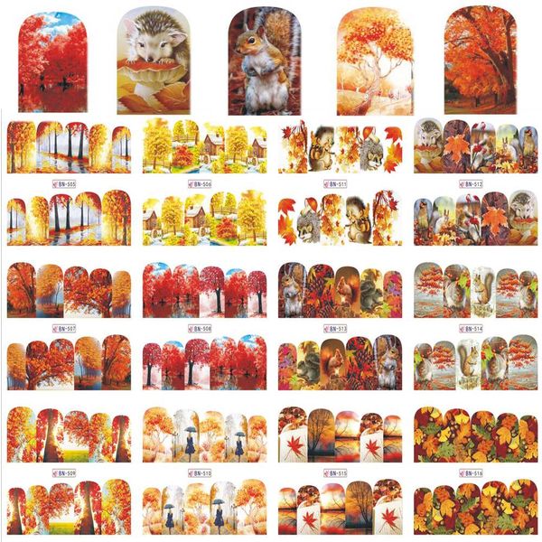 12 designs/sets beautiful autumn view nail sticker full cover wraps red maple diy water transfer taoos decals bn505-516, Black
12 designs/sets beautiful autumn view nail sticker full cover wraps red maple diy water transfer taoos decals bn505-516, Black
