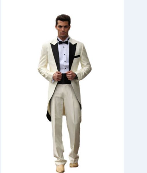 groom wedding suits ivory tuxedo long tail custom made suit 2020 formal wear dinner, White;black
groom wedding suits ivory tuxedo long tail custom made suit 2020 formal wear dinner, White;black