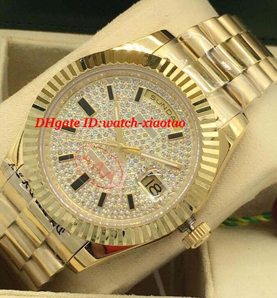 Luxury Watches 2 Style 18K Yellow Gold Diamond Dial 41mm Fluted Bezel Automatic Fashion Men's Watch Wristwatch
Luxury Watches 2 Style 18K Yellow Gold Diamond Dial 41mm Fluted Bezel Automatic Fashion Men's Watch Wristwatch