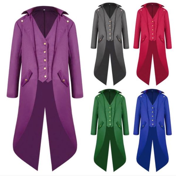 season new men's long coat solid color fashion punk retro tuxedo outside men's uniform dress party party play cool windbreaker, Tan;black
season new men's long coat solid color fashion punk retro tuxedo outside men's uniform dress party party play cool windbreaker, Tan;black