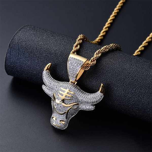 micro paved cubic zircon bull head pendant necklace two tone plated men iced out hip hop jewelry gift, Silver
micro paved cubic zircon bull head pendant necklace two tone plated men iced out hip hop jewelry gift, Silver