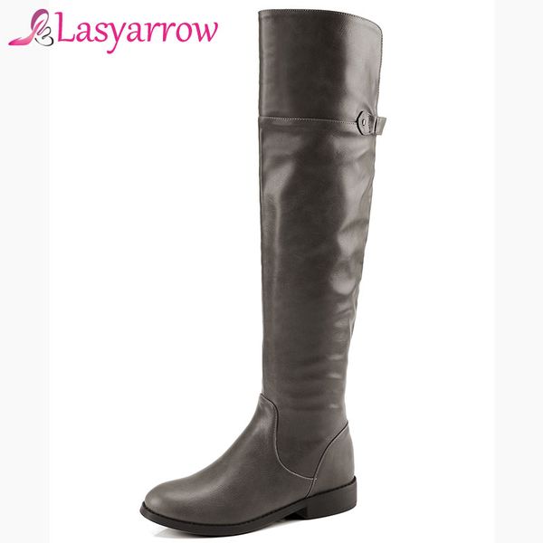 lasyarrow pu leather knee high boots women buckle strap knight shoes woman zipper short plush winter footwear f1590, Black
lasyarrow pu leather knee high boots women buckle strap knight shoes woman zipper short plush winter footwear f1590, Black
