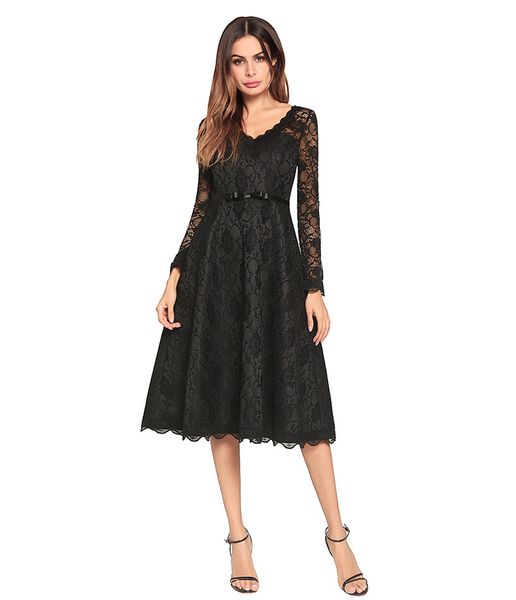 2018spring autumn new women's lace dress v-neck long sleeve fashion dresses elegant a-line dress size s l xl 2xl, Black;gray
2018spring autumn new women's lace dress v-neck long sleeve fashion dresses elegant a-line dress size s l xl 2xl, Black;gray
