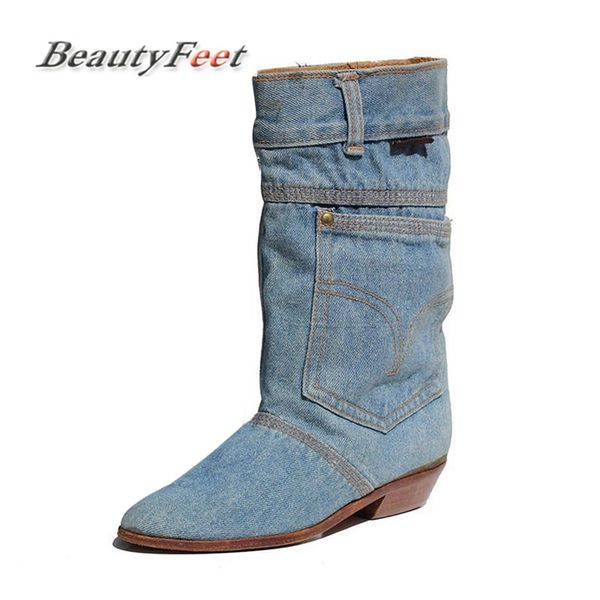 fashion new women low heel casual boots ladies mid calf jeans boots leather pointed toe cowboy big size beautyfeet, Black
fashion new women low heel casual boots ladies mid calf jeans boots leather pointed toe cowboy big size beautyfeet, Black