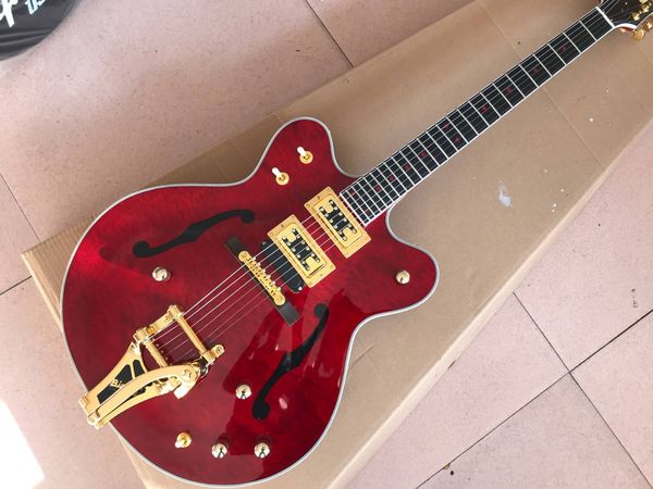 custom shop chinese jazz electric guitar red color guitarra.ebony fingerboard. double f hole body gitaar,gold hardware gitaar.vibrato system
custom shop chinese jazz electric guitar red color guitarra.ebony fingerboard. double f hole body gitaar,gold hardware gitaar.vibrato system