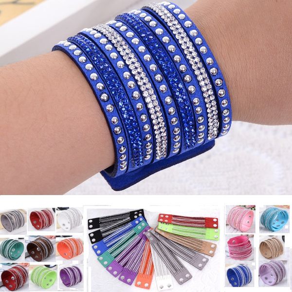 18 colors multilayer wrap bracelet rhinestone slake deluxe leather charm bangles with sparkling crystal wristband women christmas gift, Golden;silver
18 colors multilayer wrap bracelet rhinestone slake deluxe leather charm bangles with sparkling crystal wristband women christmas gift, Golden;silver