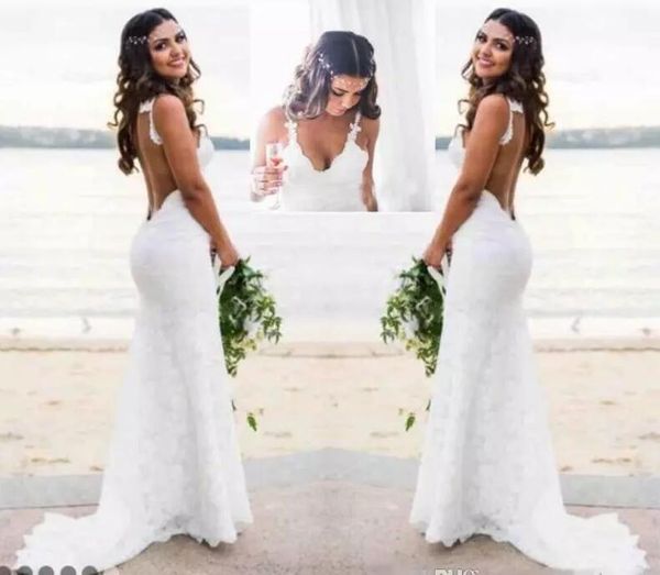 country beach full lace bridal dresses sleeveless bohemian wedding dresses backless wedding gowns straps v neck spaghetti robe de mariage, White
country beach full lace bridal dresses sleeveless bohemian wedding dresses backless wedding gowns straps v neck spaghetti robe de mariage, White