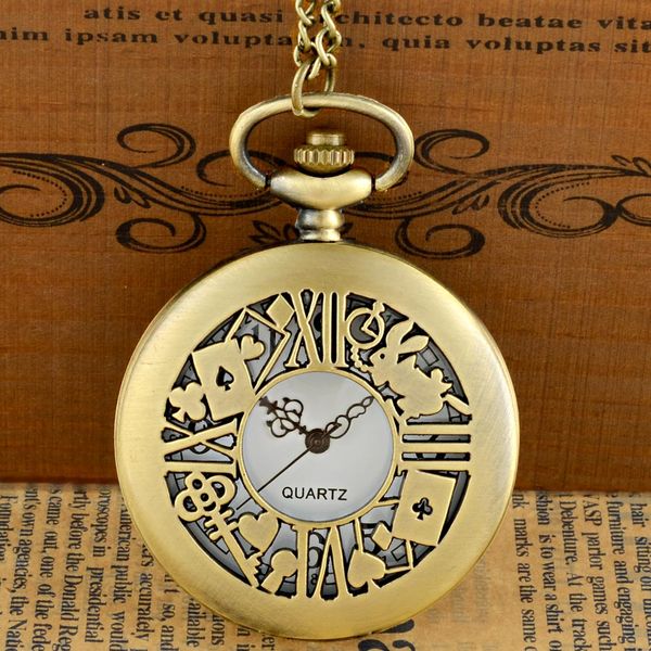 new fashion alice in wonderland hollow quartz pocket watch chains vintage men women bronze pendant necklace clock gift, Slivery;golden
new fashion alice in wonderland hollow quartz pocket watch chains vintage men women bronze pendant necklace clock gift, Slivery;golden