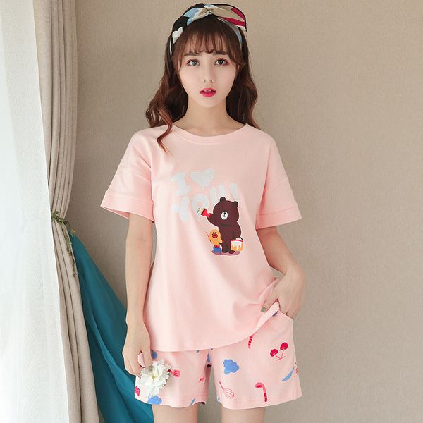 womens pajamas sets cotton short-sleeve shirts and pants animal print pajama set sleepwear women cartoon summer homewear, Blue;gray
womens pajamas sets cotton short-sleeve shirts and pants animal print pajama set sleepwear women cartoon summer homewear, Blue;gray