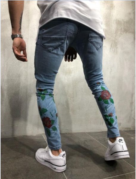 Men Rose Flower Embroidery Jeans Light Blue Slim Fit Fashion Jean Pants Long Trousers Pencil Pants
Men Rose Flower Embroidery Jeans Light Blue Slim Fit Fashion Jean Pants Long Trousers Pencil Pants