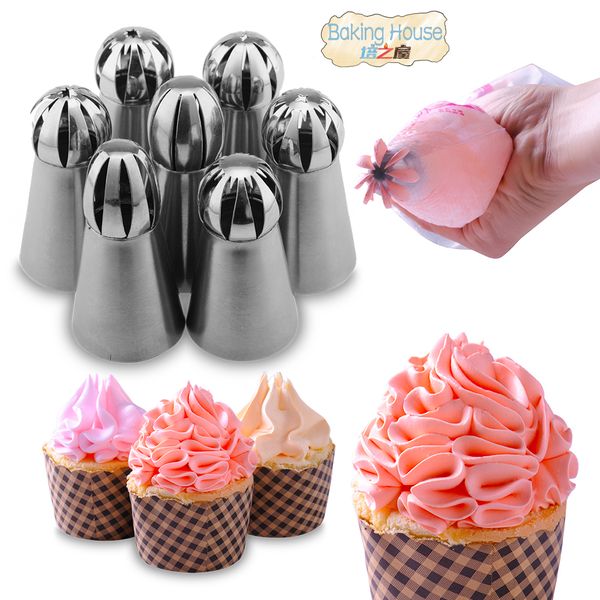 7pcs russian spherical ball stainless steel icing piping nozzle pastry tips fondant cupcake baking tip tool sphere shape cream
7pcs russian spherical ball stainless steel icing piping nozzle pastry tips fondant cupcake baking tip tool sphere shape cream