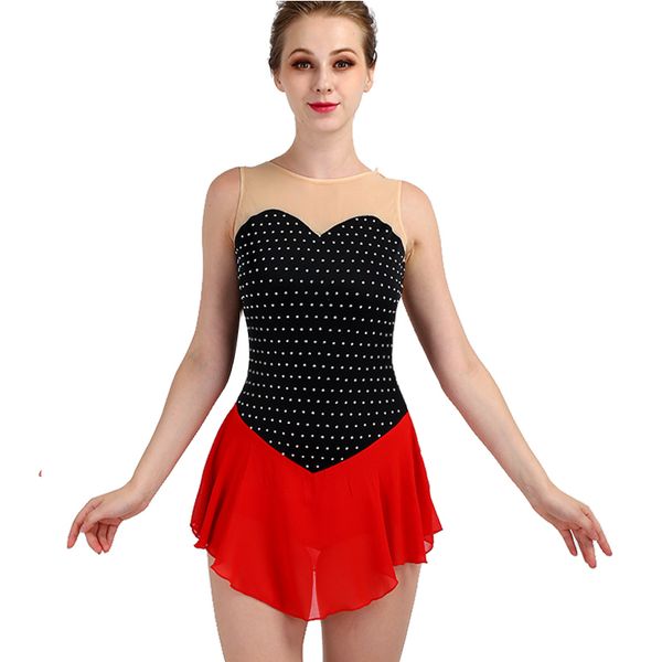 figure skating dress sleeveless elasticity red skirt women girls professional crystal custom ice skating dress clothes zh8023, Black;red
figure skating dress sleeveless elasticity red skirt women girls professional crystal custom ice skating dress clothes zh8023, Black;red
