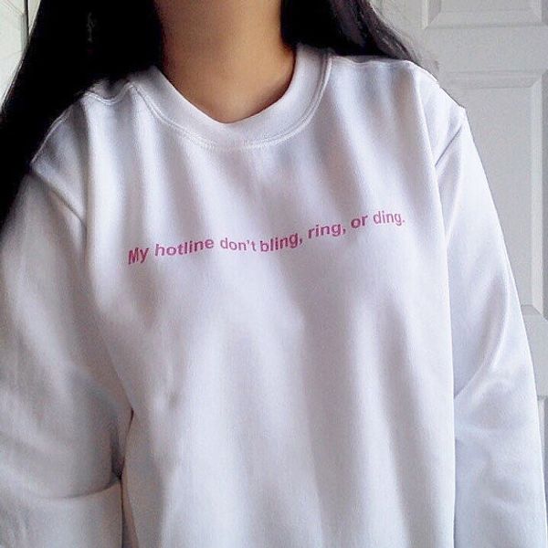 эстетический унисекс tumblr crewneck моя горячая линия не bling кольцо или динг толстовка графический хипстер розовый письмо пуловер перемыч, Black
эстетический унисекс tumblr crewneck моя горячая линия не bling кольцо или динг толстовка графический хипстер розовый письмо пуловер перемыч, Black